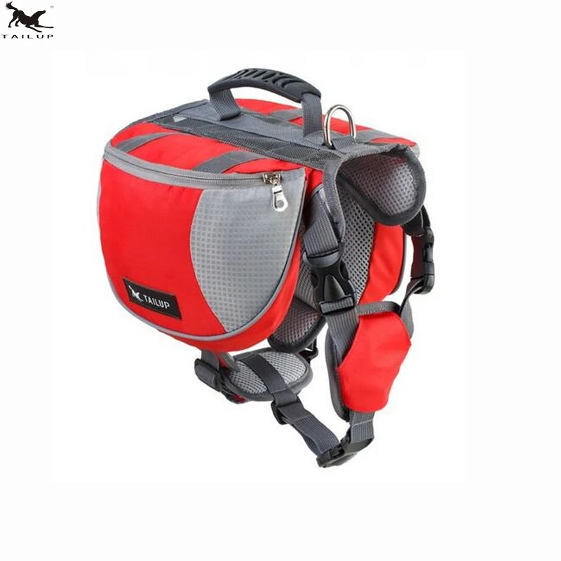 [TAILUP] Samostatný batoh pro psy Samotný batoh pro psů Nastavitelný sedlový vak Postroj přenosný pro cestování Venkovní činnost Pes taška PDBAG005red