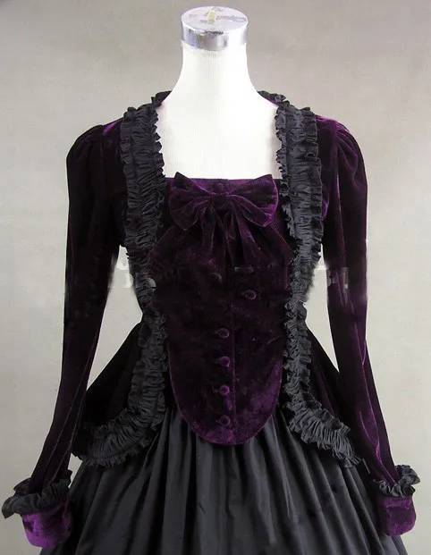 2014-Custom-High-Quality-Elegant-Purple-And-Black-Long-Sleeve-Vintage-Medieval-Gothic-Victorian-Ball-Gown (3)