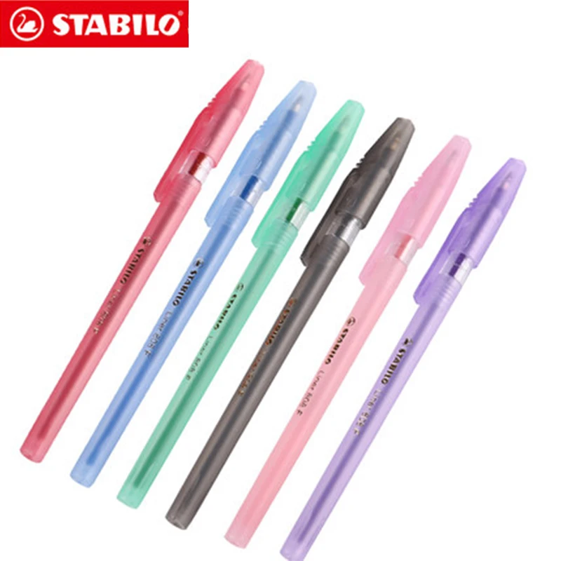 6 Pcs/Lot Stabilo 808 Ballpoint Pen Smoothly Antistatic Color Pen Stainless Steel Nib Multicolored Selected