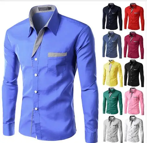 

Hot Sale 2018 New Fashion Men Shirts Long Sleeve Cotton Slim Fit French Cuff Casual Male Social Dress Shirt Heren Hemden M-4XL