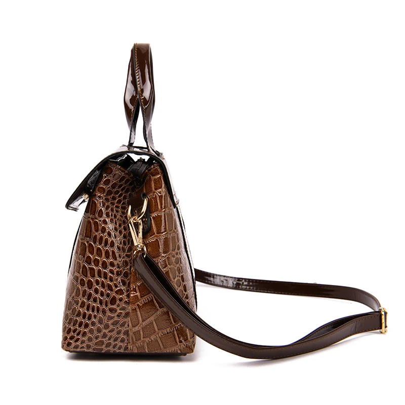 Роскошные женские сумки из двух частей, дизайнерские кожаные женские сумки с крокодиловым узором, сумка-тоут для леди, модная сумка через плечо