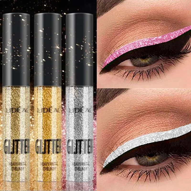 

Sequins Glitter Eyeliner Makeup Waterproof Liquid Eyeliner Gel Brand Makeup Multifunction Stamp Eye Liner Cosmetics