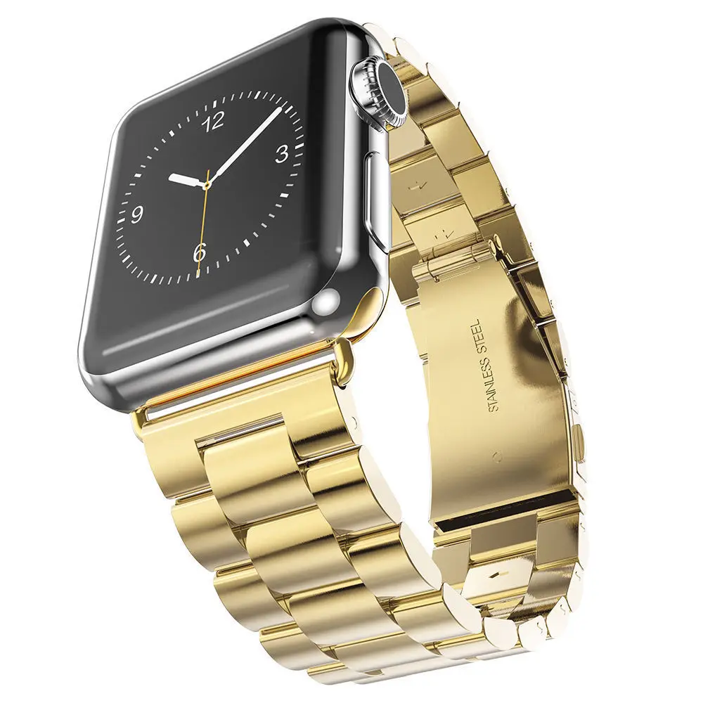 Складная Пряжка для Apple Watch 38 40 42 44 мм черный золотистый ремешок из нержавеющей
