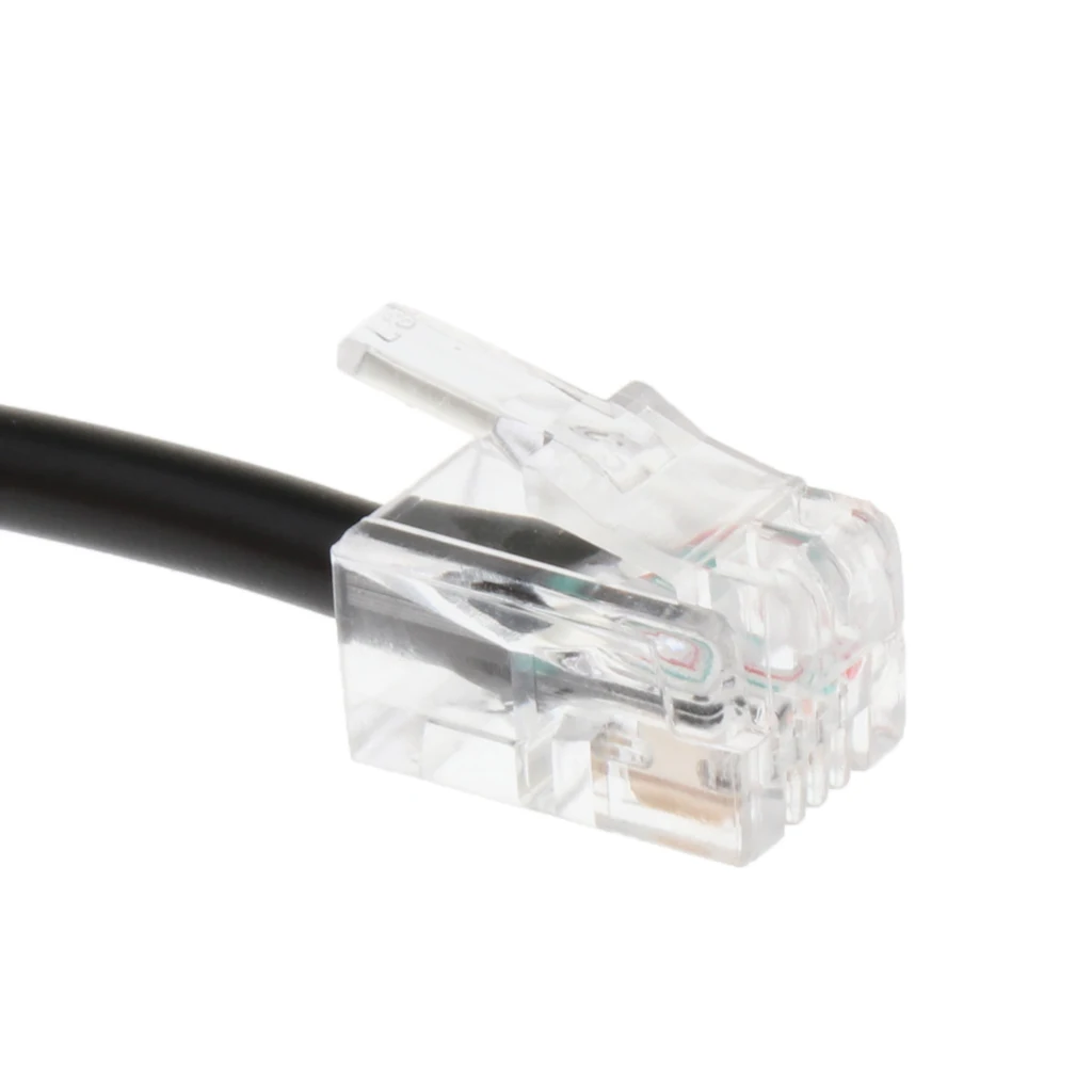 RJ9 4P4C Male to 2 Female Jack Ports Connector Phone Adapter Extension Cable Black 