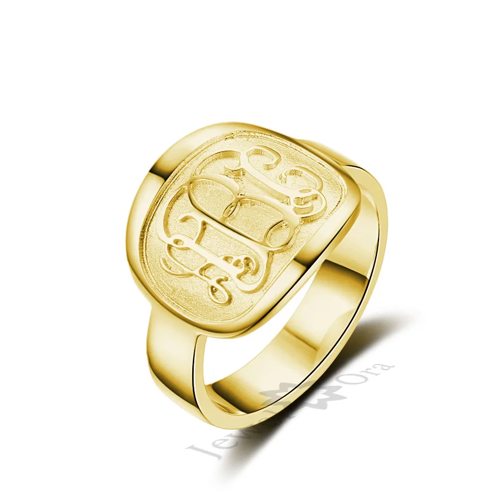 3 Color Personalized Engrave Jewelry 925 Sterling Silver Monogram Name Ring Best Christmas Gift For Friends (JewelOra RI102309)