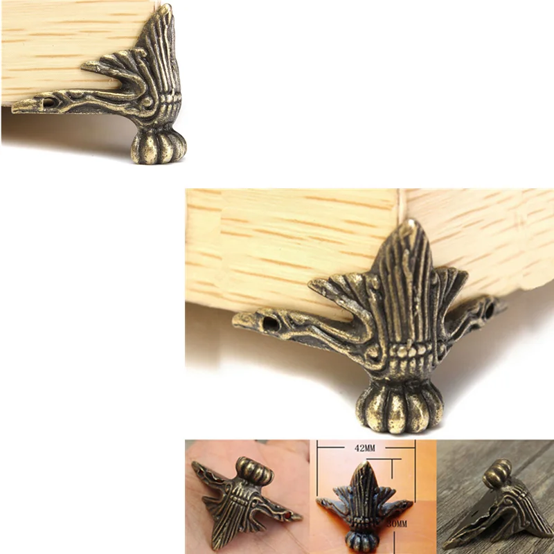 

High Quality 4 Pcs/lot Antique Brass Jewelry Gift Box Wood Case Decorative Feet Leg Corner Protector DIY Craft Wholesale HOT !