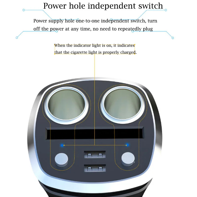 Автомобильное зарядное устройство URANT с двумя usb-портами, 120 Вт, дисплей напряжения для зарядки с 2 гнездами для прикуривателя, независимый переключатель для gps-телефонов