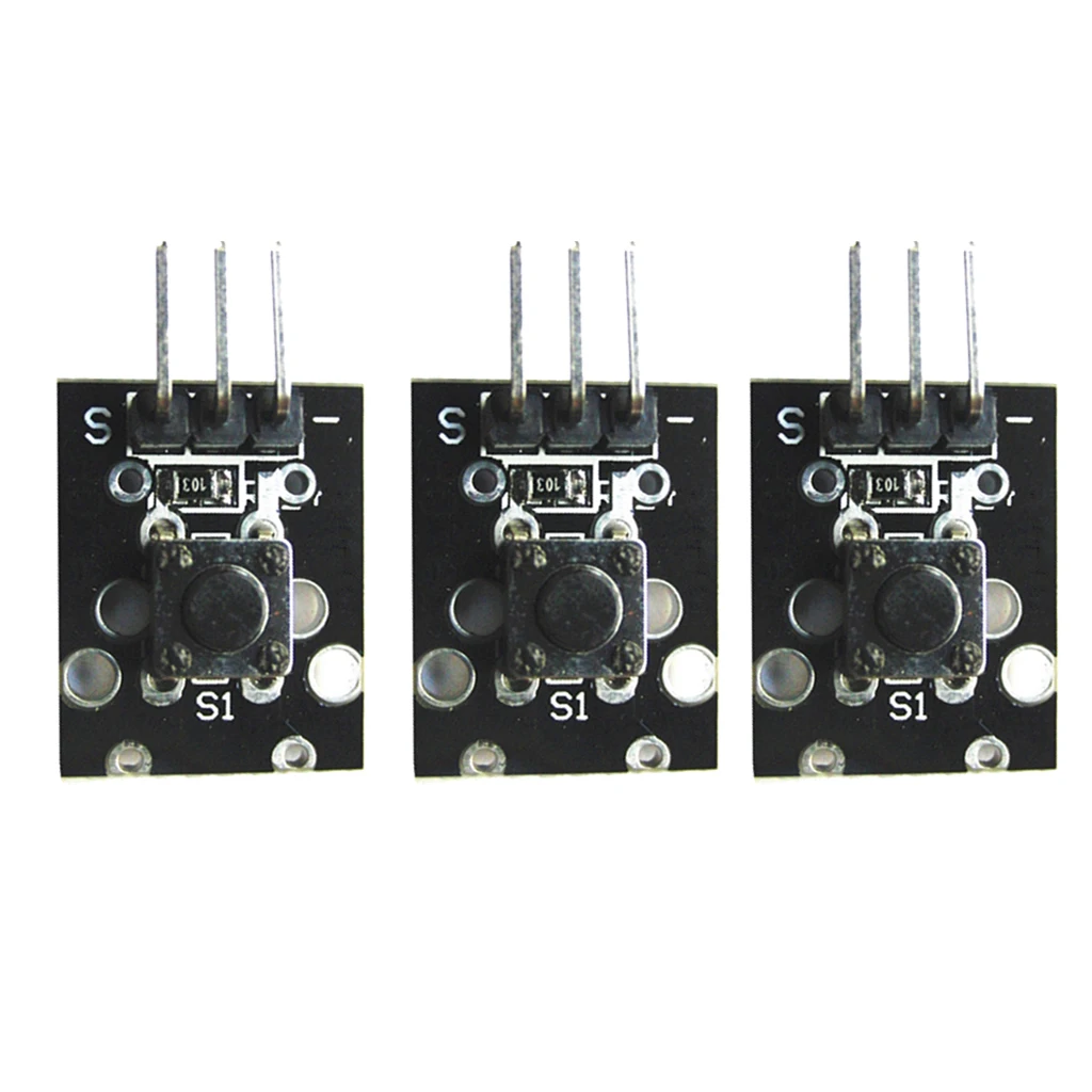  3 Pieces KY-004 Tactile Switch 3 Pins Breakout Board Module