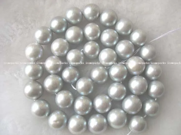 

wholesale 15.5" AAA 10.5mm gray round freshwater pearl beads