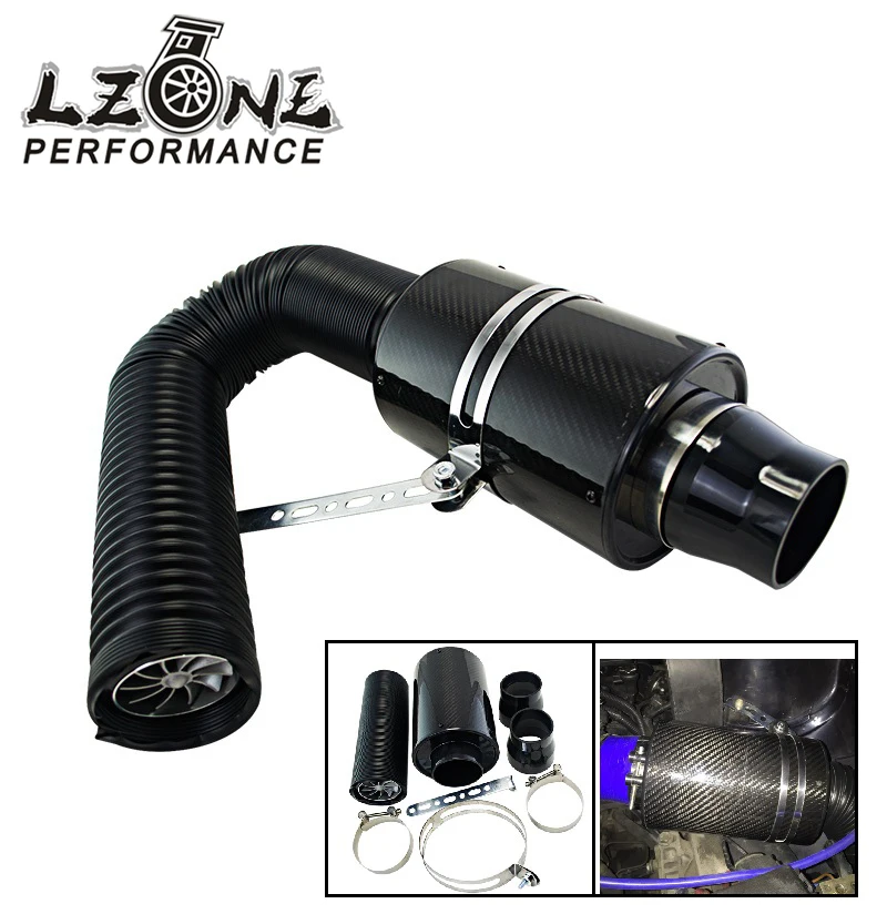 LZONE Air Intake Wit Fan Universal Racing Carbon Fiber Cold Feed