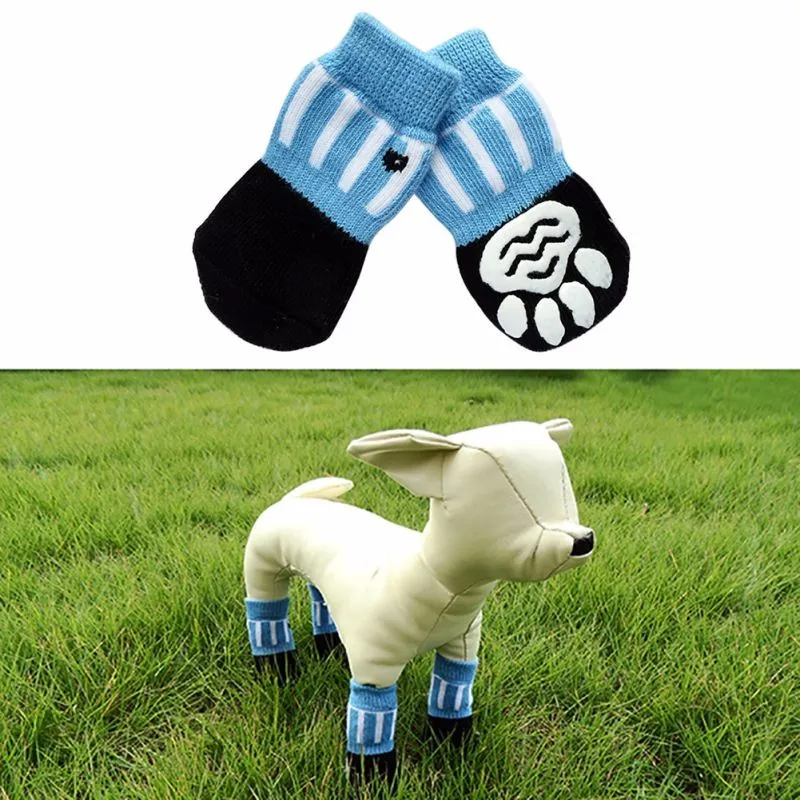 4 шт./компл. собака щенок собаки любимчика вязаные носки нескользящие носки для маленьких собак