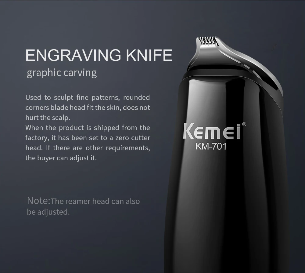 Kemei Professional Modelling Hair Trimmer 0mm Baldheaded Powerful ...