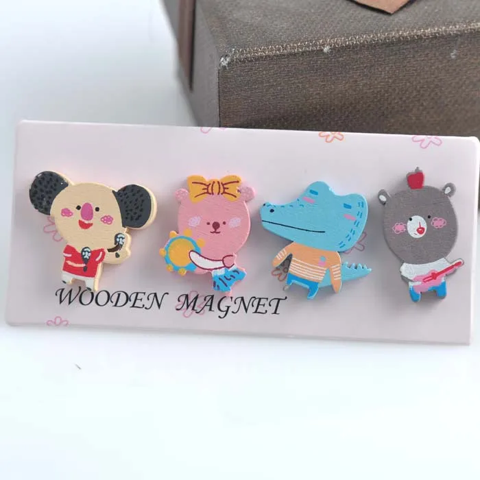 Cute cartoon animal Wooden Fridge Sticker for home