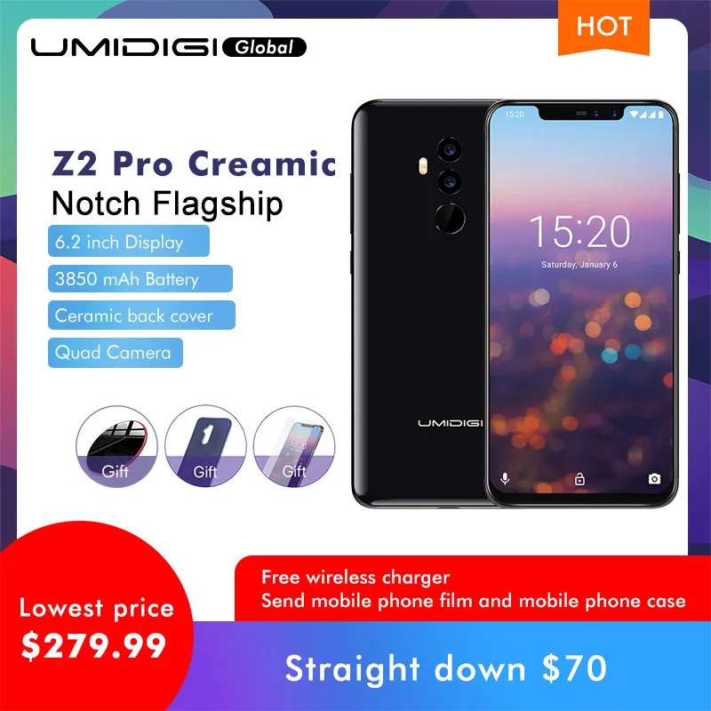 UMIDIGI Z2 Pro ceramic Edition 6," полноэкранный Смартфон Android 8,1 Helio P60 6 ГБ+ 128 Гб 16 МП 4G LTE NFC Беспроводной мобильный телефон