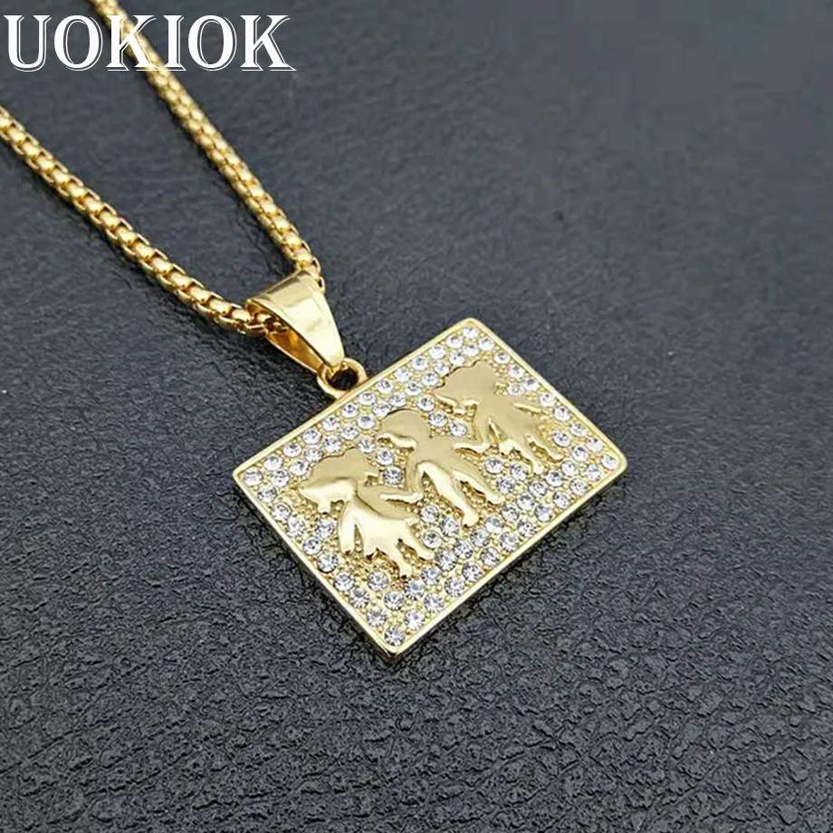 

Hip Hop Iced Out Best Friends Forever Pendant & Chain For Women/Men Gold Color Stainless Steel Cartoon Necklace Hiphop Jewelry