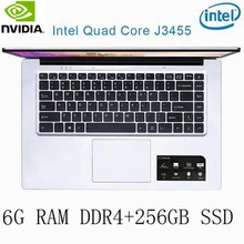 P2-25 6G RAM 256G SSD Intel Celeron J3455 NvIDIA GeForce 940M Gaming laptop keyboard and OS language available for choose