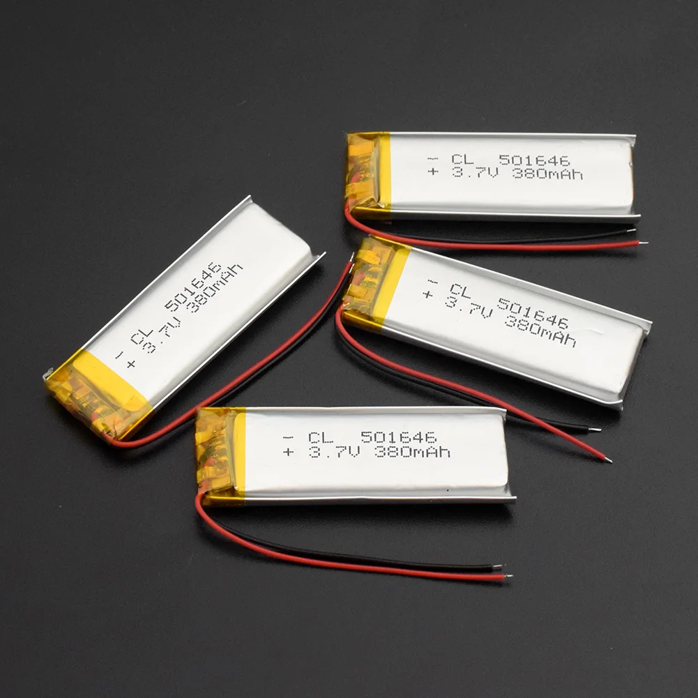 

YCDC 3.7V 380mAh Li-polymer Battery 501646 Rechargeable Lithium Battery Suitable for Bluetooth Headset MP3 Batteries (With PCB)