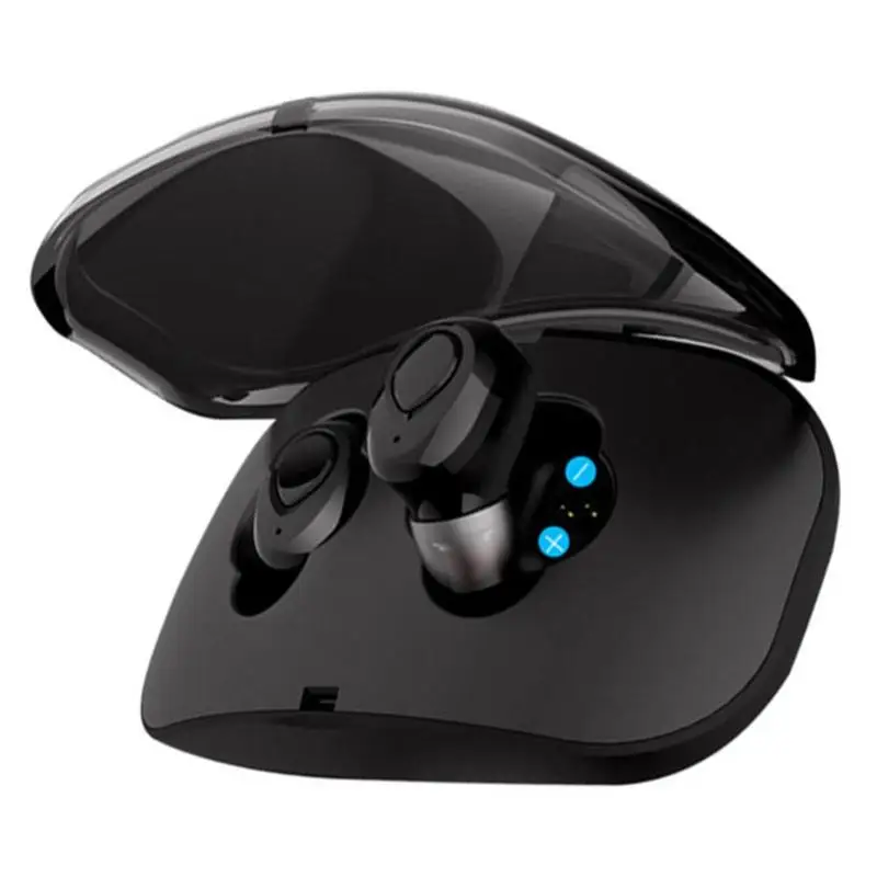 Черный X18 Mini TWS Bluetooth наушники истинные беспроводные стерео спортивные hi-fi наушники с зарядным устройством 122±3dB чувствительность 32ohm сопротивление - Цвет: Черный