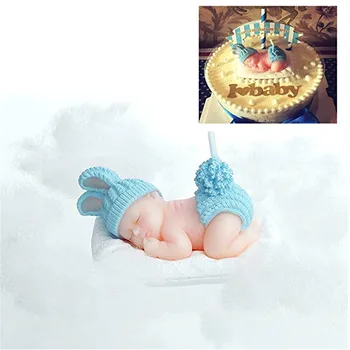 

6 pcs Childrens Birthday Candles Handmade candle wax Sleep Baby Flameless candle Birthday Cake decor Candle