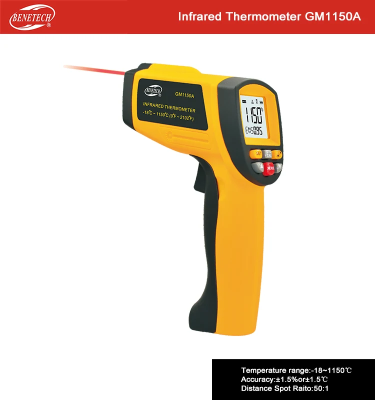 Бесконтактный ИК цифровой инфракрасный термометр с лазером GM1150A-50~ 1150 C