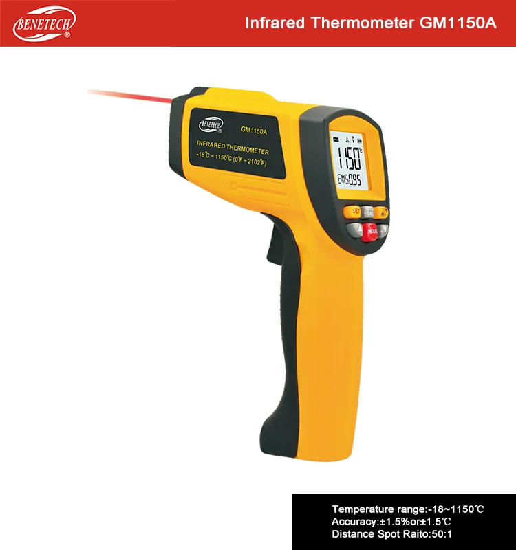 

Non-contact IR Digital Infrared Thermometer with Laser GM1150A - 50 ~1150 C +Wholesale