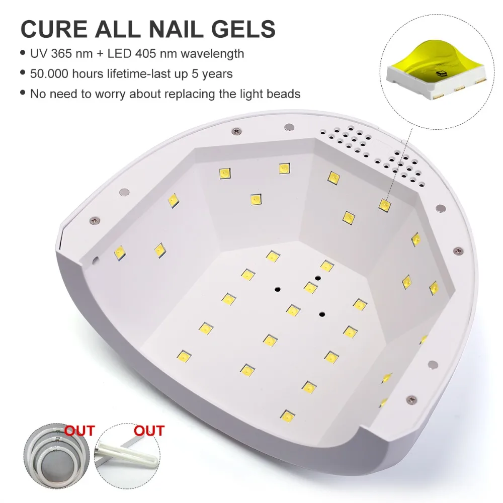 Harga Modelones 48 W LED Lampu Kuku Menyembuhkan Mesin Smart Sensor Lampu UV 30 Pcs LED Cepat Menyembuhkan Lampu UV Kuku untuk Semua Jenis Kuku Pengering Alat