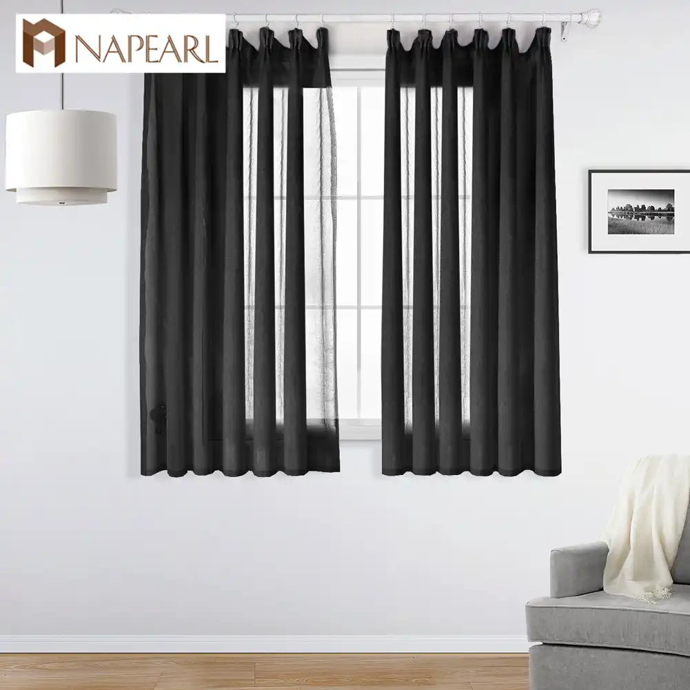 Napearl Short Curtains Solid Drops For Living Room All Match Tulle