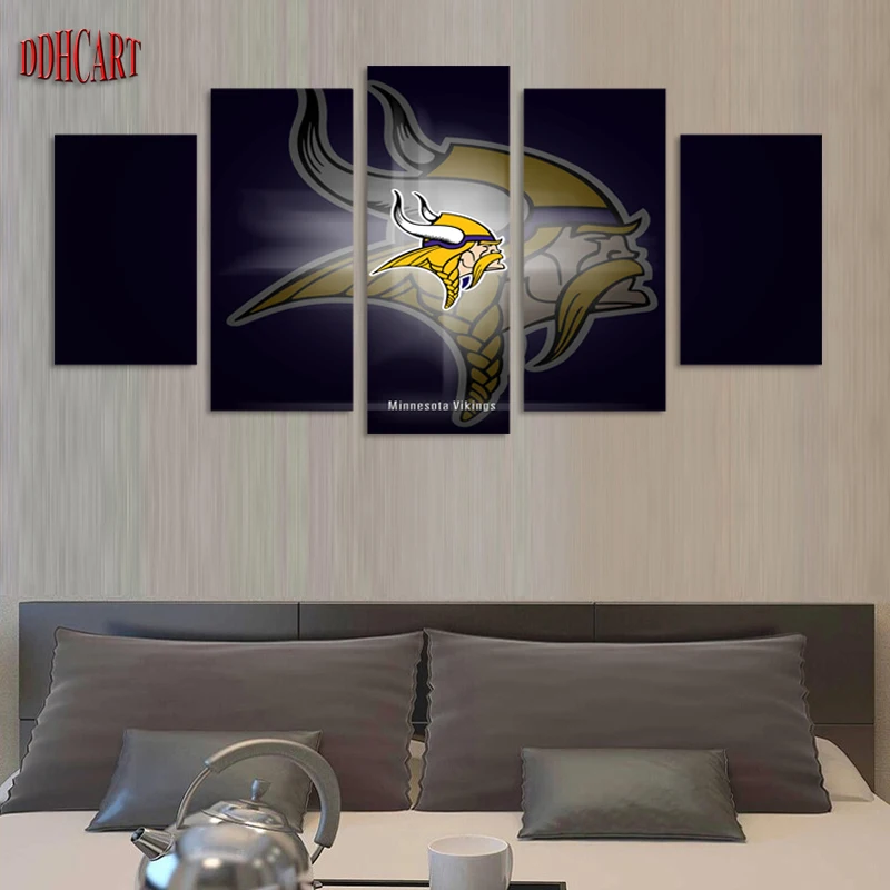 5 Piece Minnesota Vikings  Sports Picture Painting on 