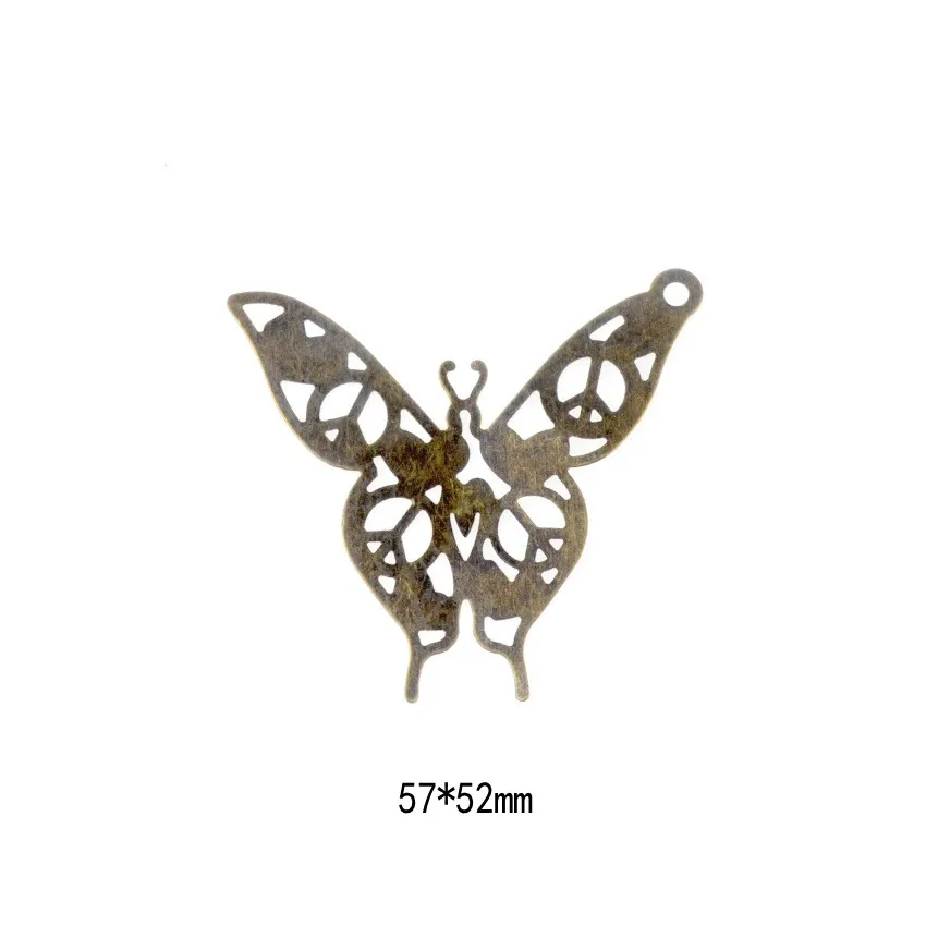 20 штук, античные бронзовые металлические ажурные бабочки, обертывания, соединители для рукоделия, подарочное украшение, самодельные ювелирные изделия - Цвет: F0373