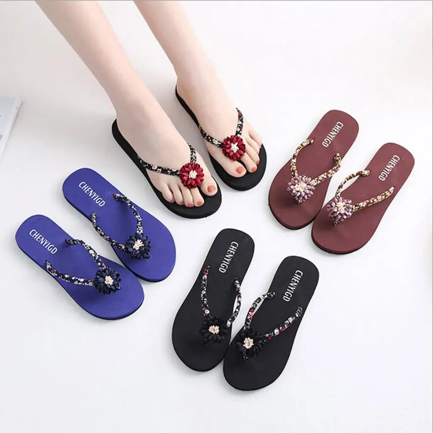 

2018 Beach Sandals Ladies Slim Women Beach Flip Flops Flipflops Sandals Shoes Bath Slippers Sandals 0731