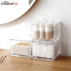 CHOICEFUN Cube дома небольшой прозрачный дисплей организовать косметический макияж составляют ватные палочки акриловая коробка для хранения