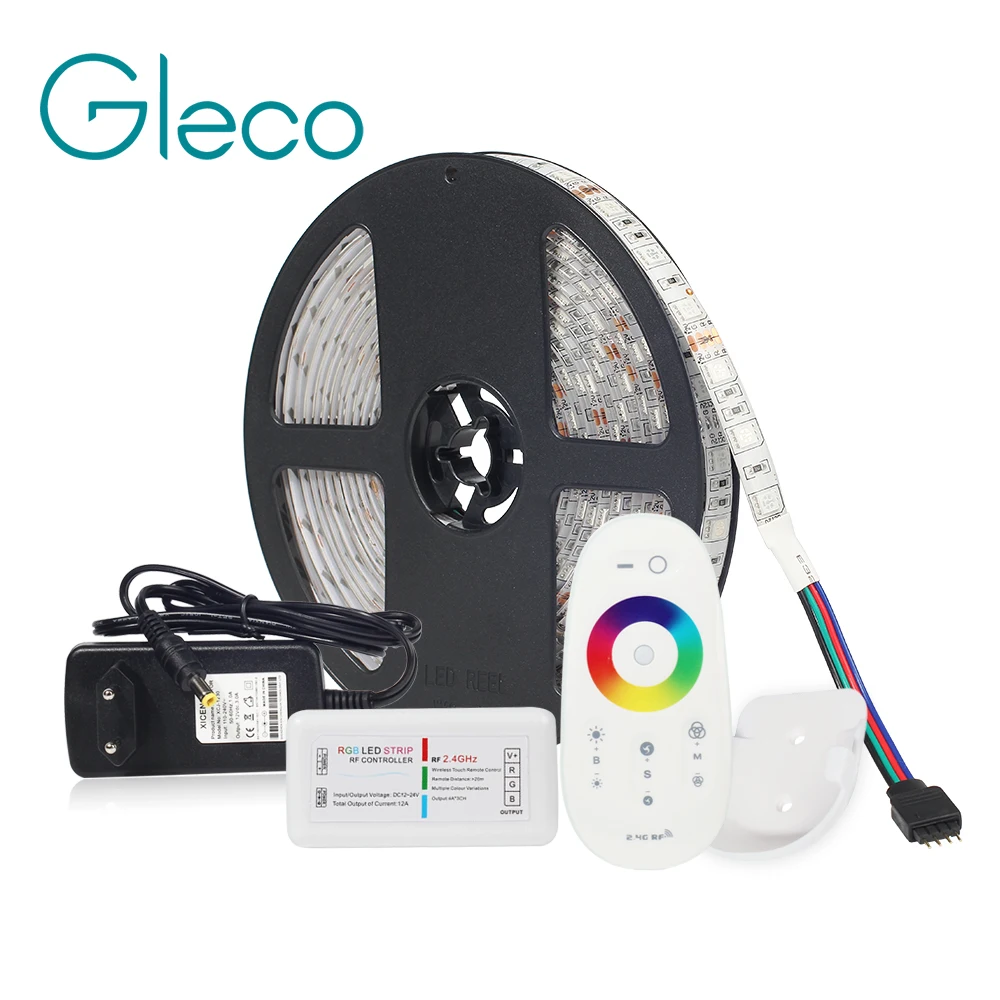 melhor TIRA CONDUZIDA Kit DC12V Tira CONDUZIDA 5050 60LED m 5 m com 2.4g RF LEVOU Controlador 12 v fonte de Alimentação 5050 Tira CONDUZIDA RGB RGBW RGBWW CWW
