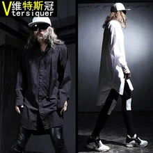 GD спереди короткие после долгого с сильной личностью футболка с длинными рукавами типа свободный человек длинные рубашки этап певица костюмы одежда