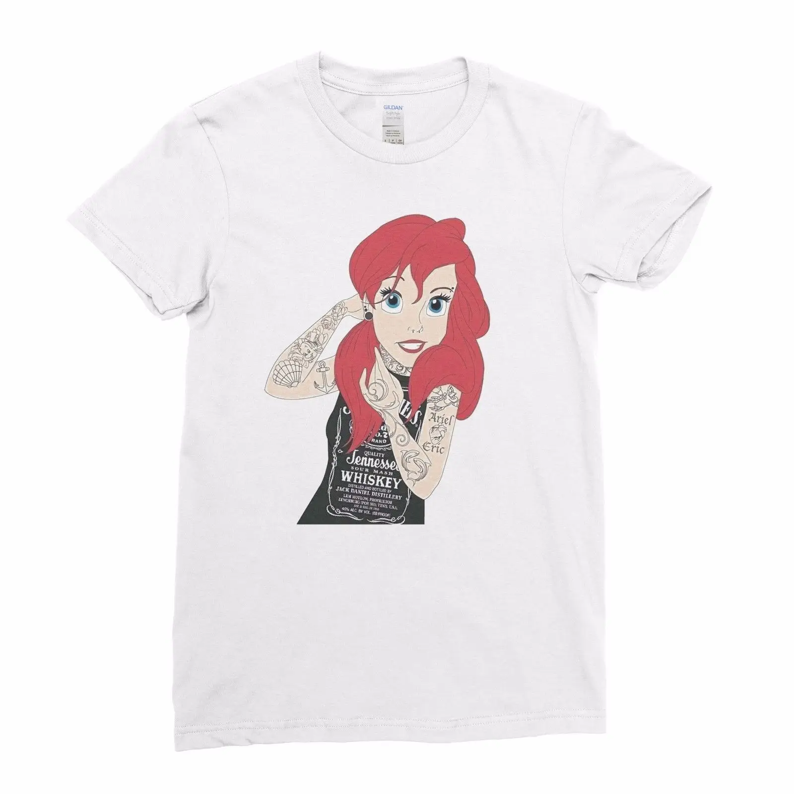 

Tattoo Ariel Little Mermaid Cartoon Princess LadiesWomen T shirt Tee Top