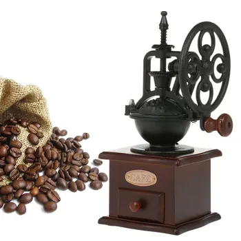 

Manual Coffee Grinder Antique Cast Iron Hand Crank Coffee Mill With Grind Settings & Catch Drawer