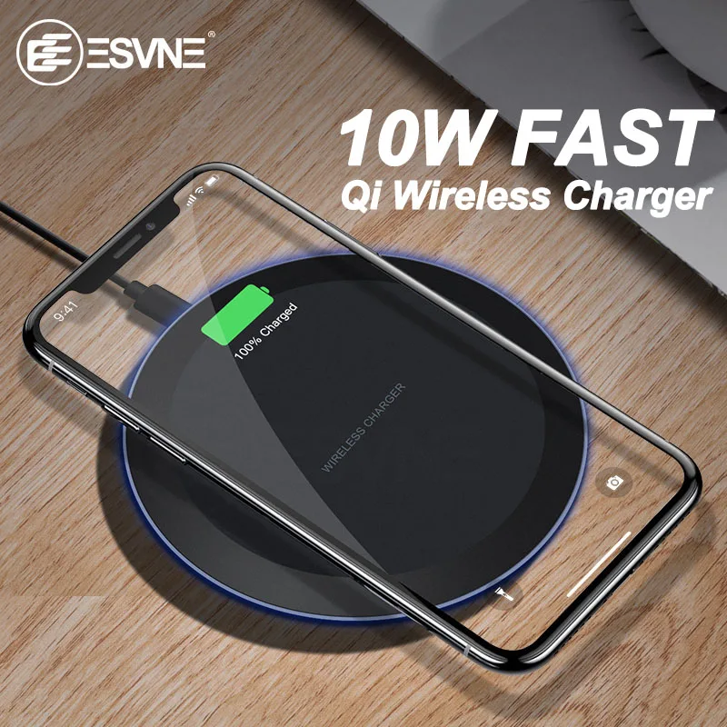 ESVNE 10W Qi беспроводная зарядка для iPhone X Xs MAX XR 8 Быстрая безпроводная samsung S8 S9 note 9 USB