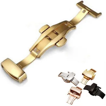 

neway 16mm 18mm 20mm 22mm 24mm high quliaty Butterfly Deployment Watch Band Stainless Steel Double Push Button Buckle Clasp