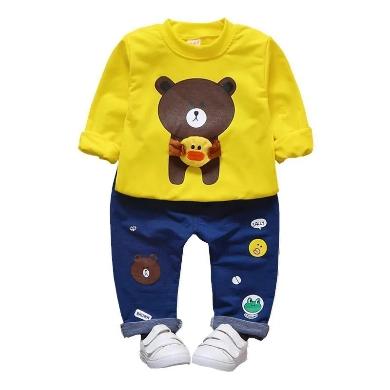 

Spring Autumn Child Baby Boys Clothing Sets Cotton O-Neck Full With Bear Print T-shirt Pants 2pcs Kids Clothes Suits Tracksuits
