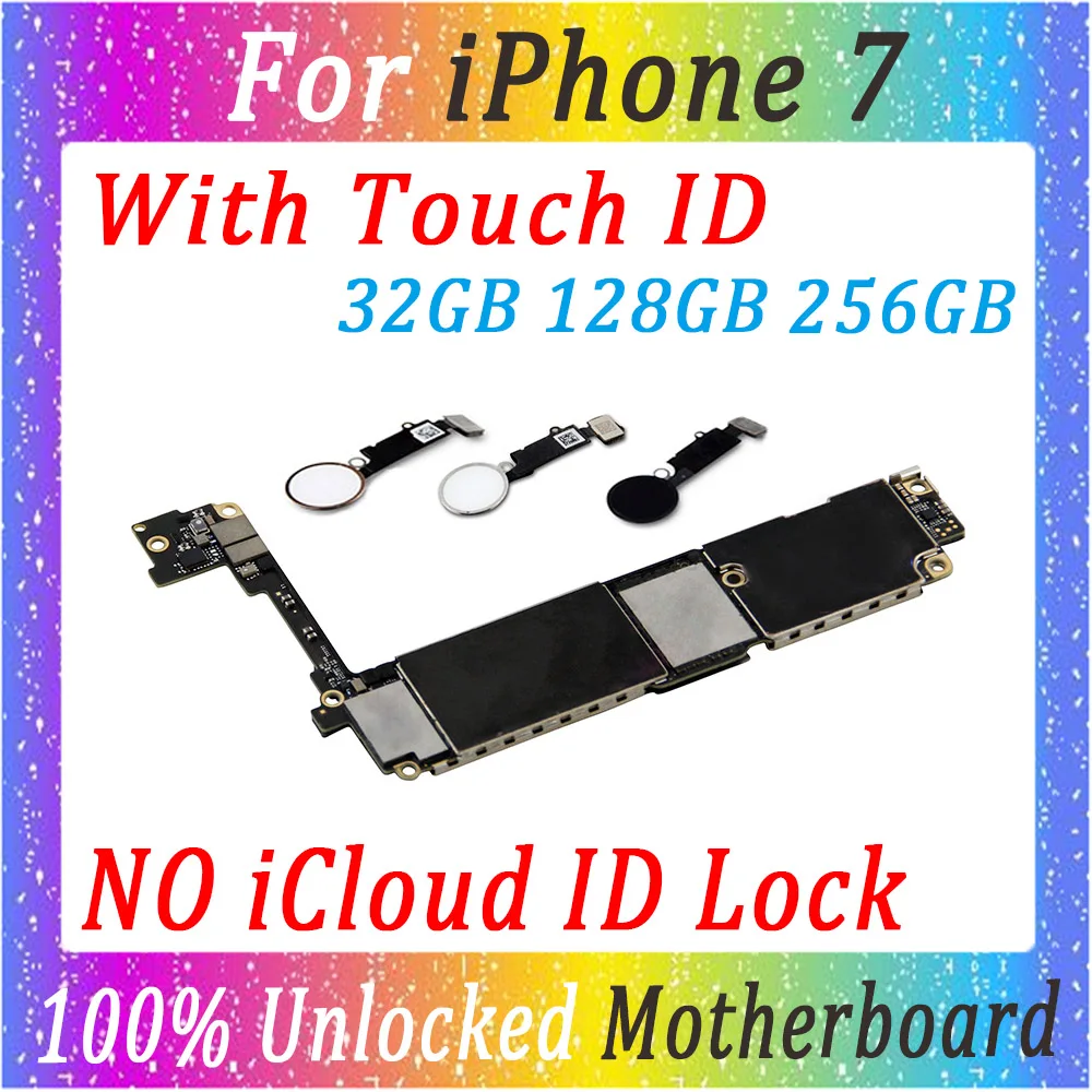

For iphone 7 4.7 inch mainboard original unlocked Motherboard With / Without Touch ID logic board With full chips free shipping