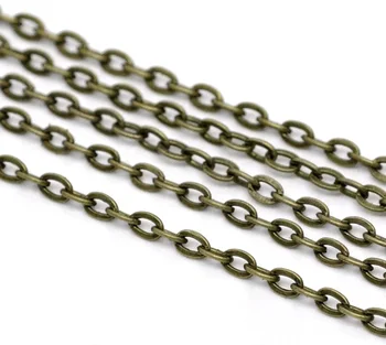 

Antique Bronze Flat Link-Opened Chains Findings 3x2mm, sold per packet of 2M new