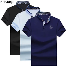 Мужская рубашка поло, лето, Мужская Повседневная дышащая синяя рубашка со стоячим воротником, хлопок, короткий рукав, мужские поло размера плюс 6XL-10XL