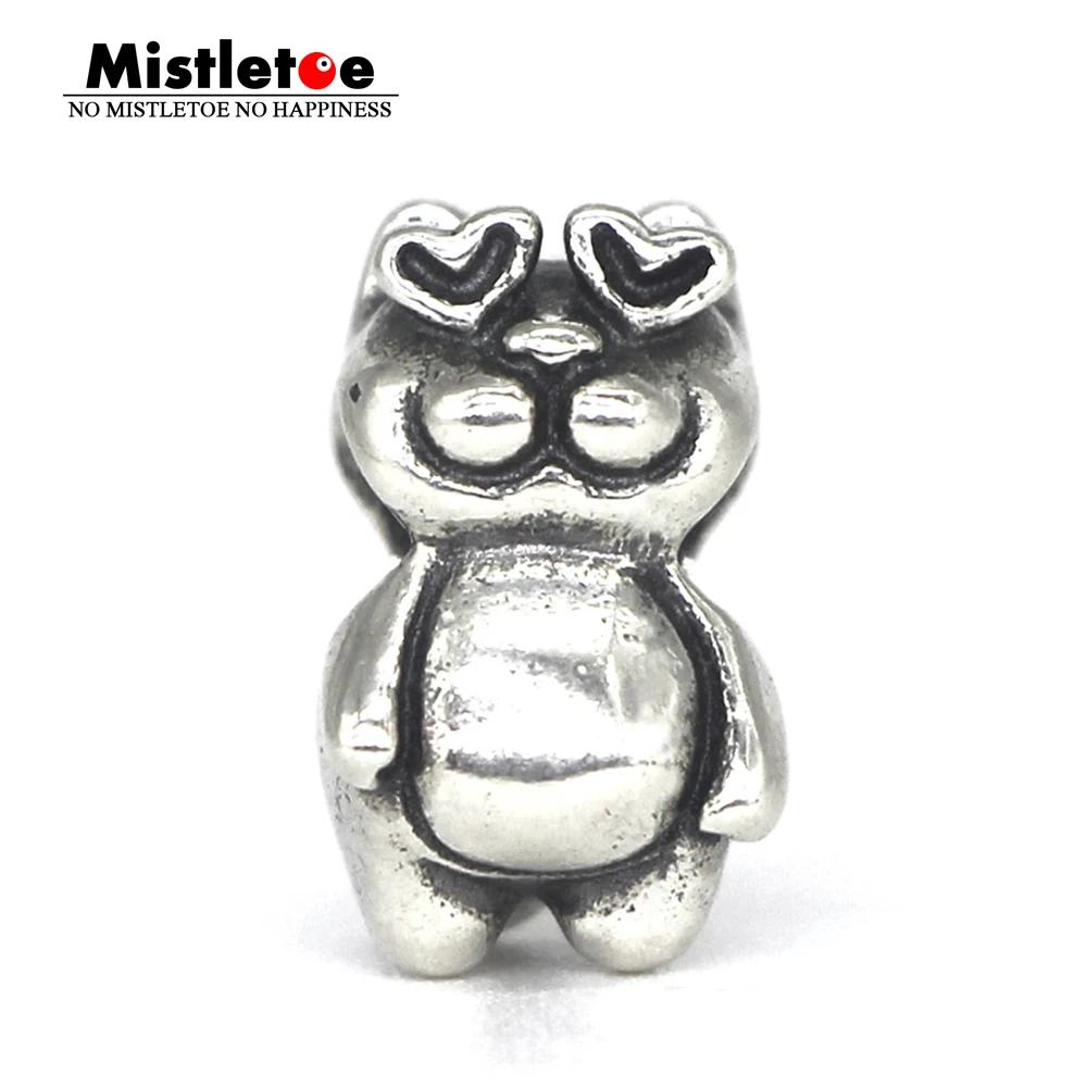 Mistletoe 925 Sterling Silver Cat In Love Charm Bead Fit European Bracelet Jewelry | Украшения и аксессуары