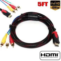 US 5Ft HDMI к 3-RCA Видео Аудио AV компонентный конвертер Кабель-адаптер для HDTV