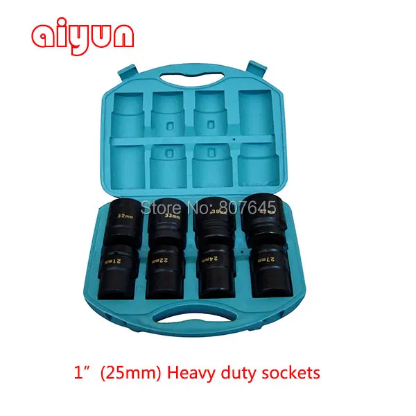

8pcs/set 1" (25mm) socket set hand tool sockets hex plug wrench bits spanner auto repair tools truck tire