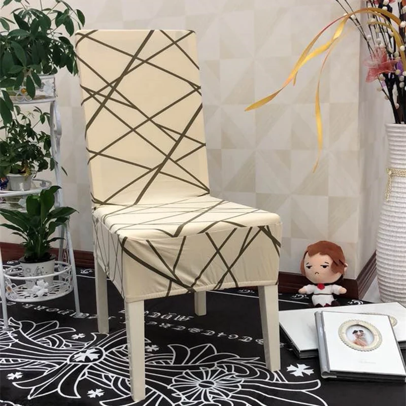 

Latest Style Polyester Fabrics Printing Lattices Spandex Flower Printed Dining Room Chair Cover