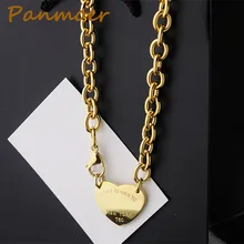 

Crazy promotion top quality titanium steel TIFF design style Necklace Street snapshot rough CHAIN Lobster Button Necklace