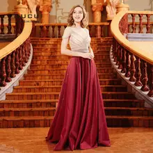 Красное ТРАПЕЦИЕВИДНОЕ платье для выпускного вечера с открытыми плечами, украшенные бисером Длинные вечерние платья вечерние сексуальные платья с v-образным вырезом Robe De Soiree OL103286