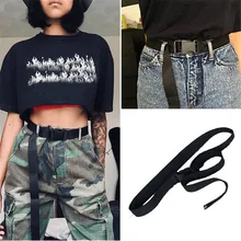 Новое поступление, черный холщовый ремень для женщин, повседневные женские поясные ремни с пластиковой пряжкой, Harajuku, однотонные длинные ремни ceinture femme
