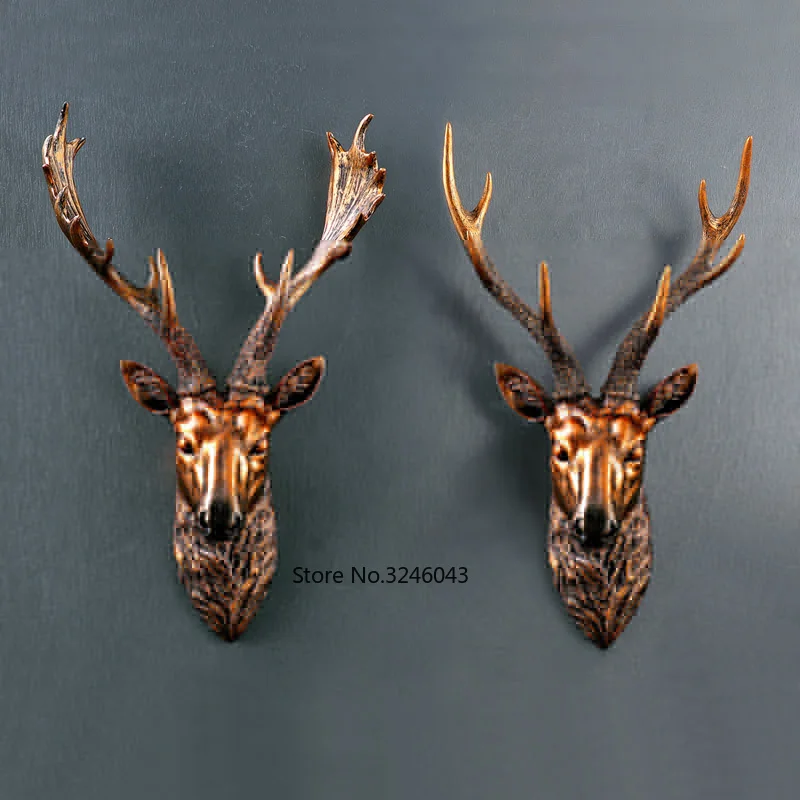 

Chinese creative deer head wall murals living room bar vintage wall decoration personality three-dimensional animal pendant qual