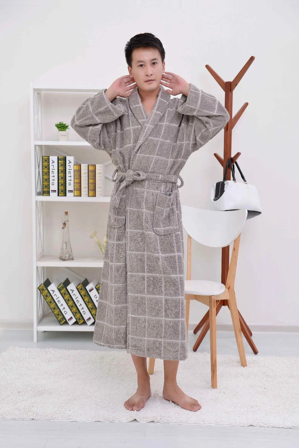 plaid warm promotional bathrobe for manin Robes from Underwear